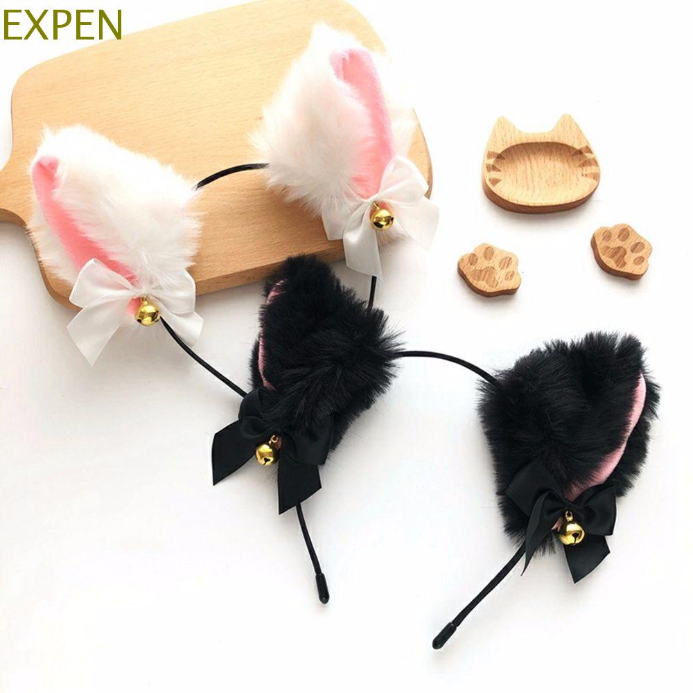 Băng Đô Cài Tóc Hình Tai Mèo Bằng Vải Bông Chống Trượt Đính Chuông Nhiều Màu Sắc Phong Cách Lolita Hàn Quốc Cho Nữ
