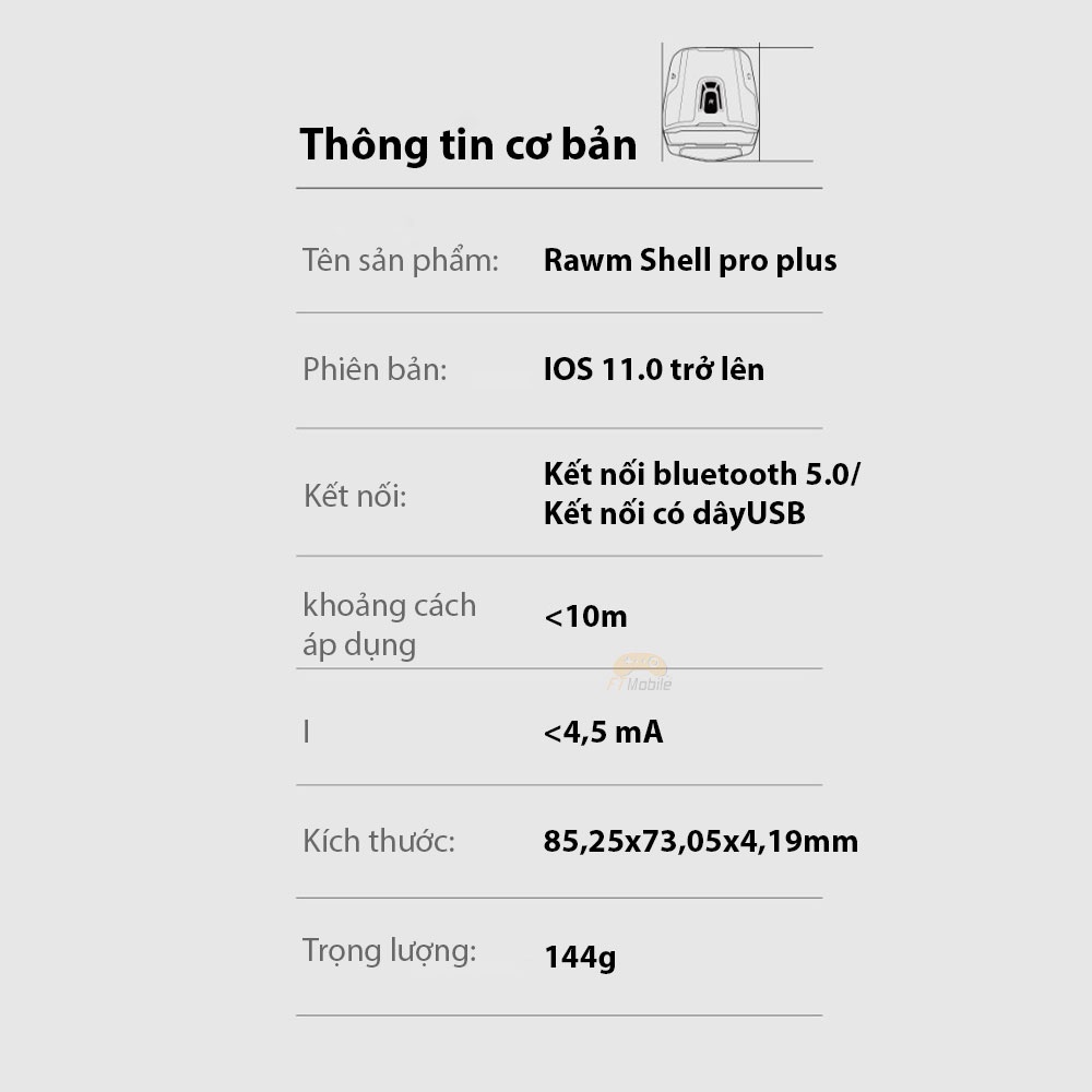 Rawm shell pro plus IOS -  Hỗ trợ kết nối cắm dây và bluetooth nhận dạng thông minh dành cho ios cao đã jailbreak