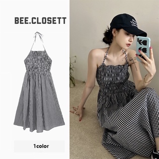 [ORDER ] Đầm caro không tay cổ yếm hở lưng dáng dài