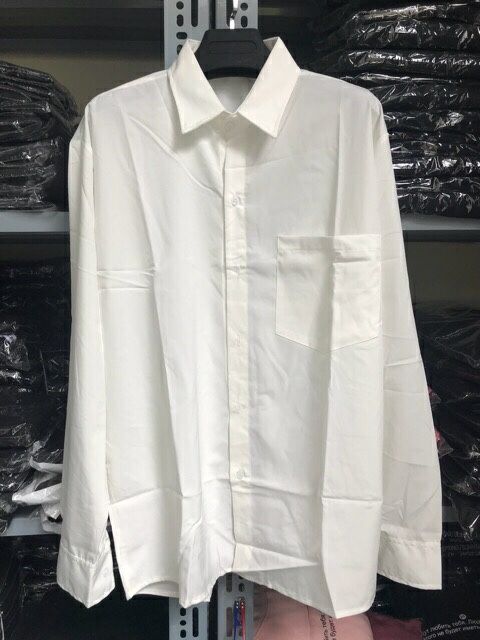 ÁO SƠ MI TRẮNG TRƠN BASIC UNISEX - ÁO SƠ MI TÚI NGỰC FORM RỘNG