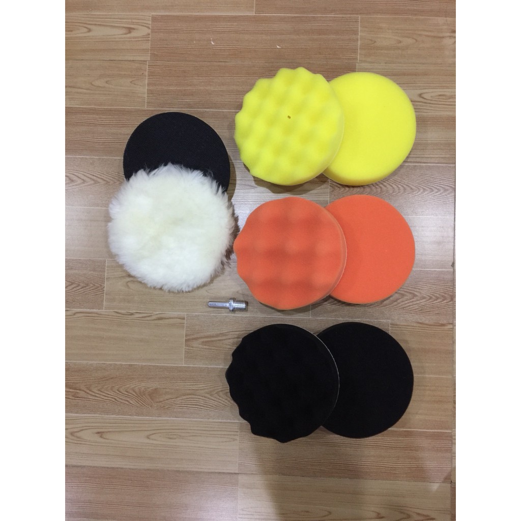 Combo 9 món Phớt mút đánh bóng 5inch 12,5cm gồm cả đế