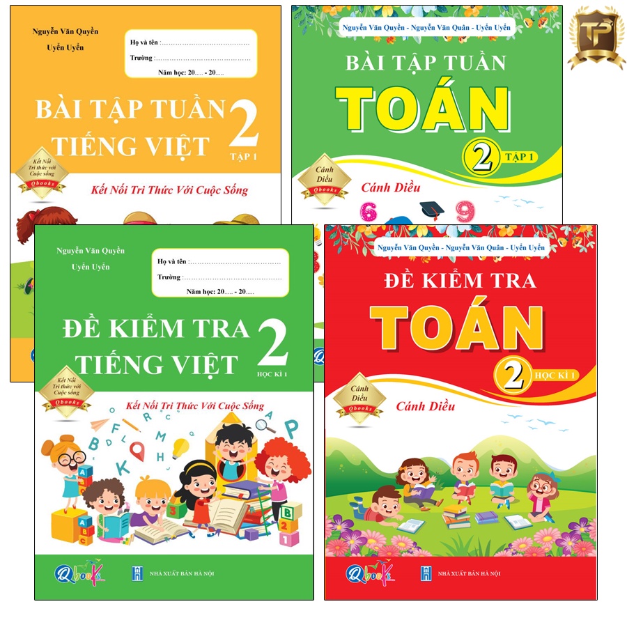 Sách - Combo Bài Tập Tuần và Đề Kiểm Tra Lớp 2 - Toán Cánh Diều và Tiếng Việt Kết Nối Học Kì 1 (4 cuốn)