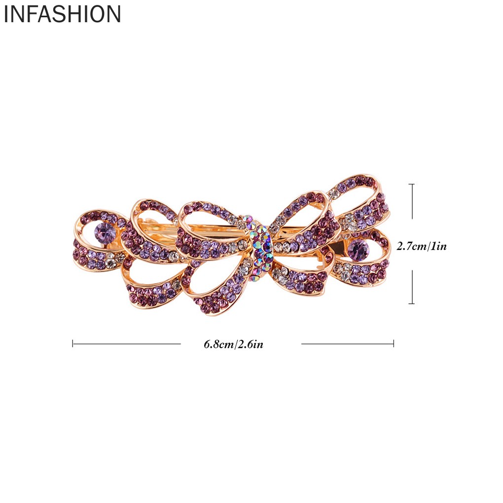 Kẹp Tóc Nơ Đính Đá Chất Liệu Hợp Kim