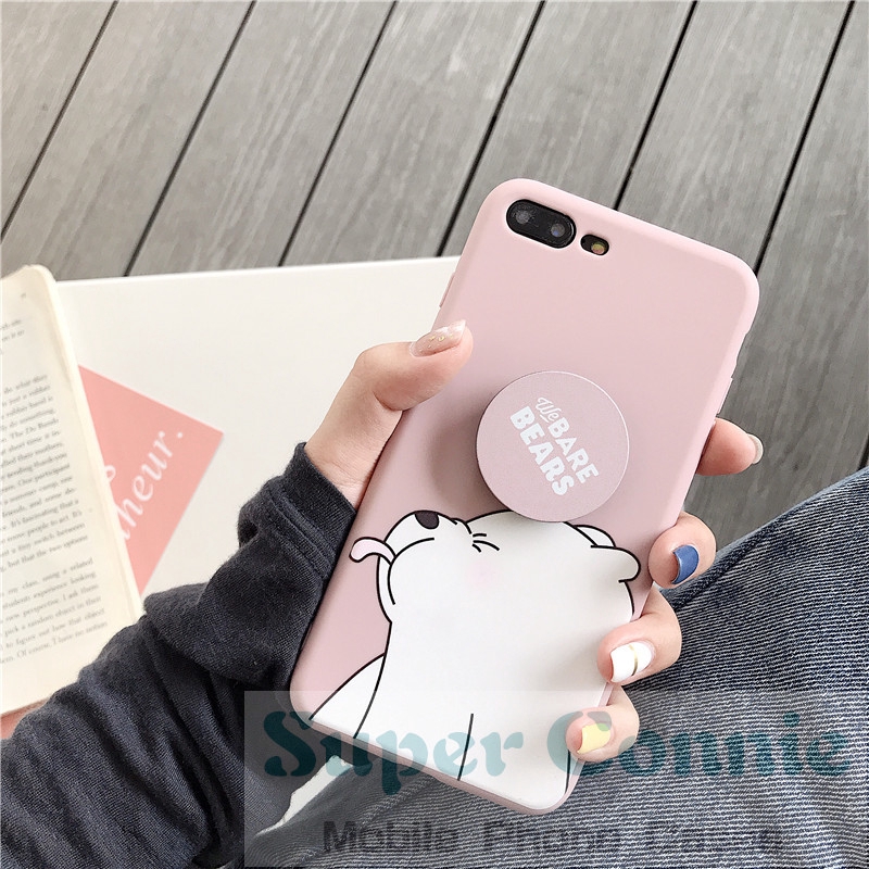 Ốp điện thoại hoạt hình We Bare Bears kèm giá đỡ cho IPhone 11 11pro max 6S 6 7 8plus | BigBuy360 - bigbuy360.vn