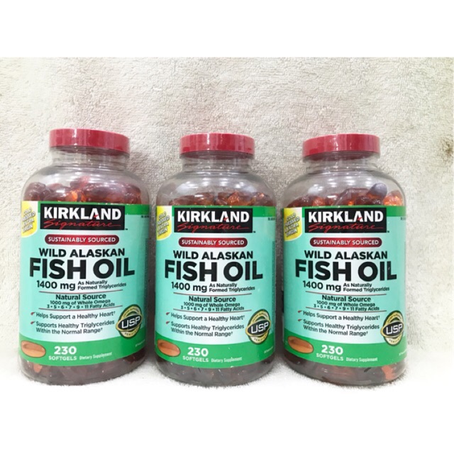 Viên uống dầu cá Kirkland Wild Alaskan 230 viên.
