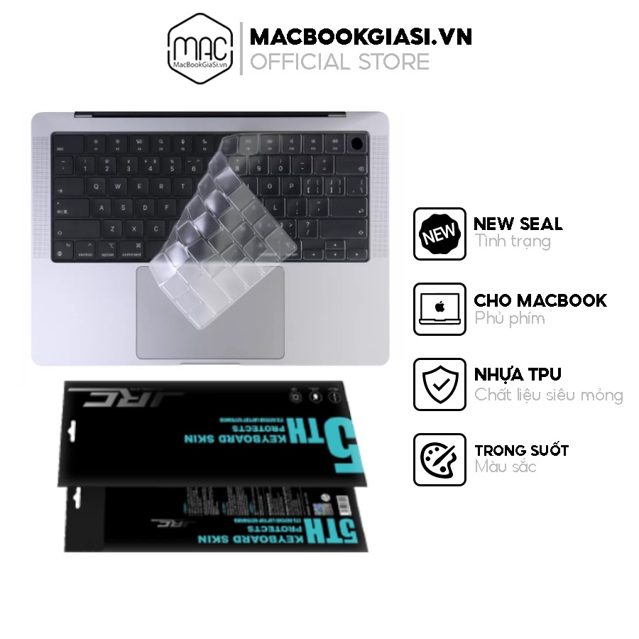 Phủ phím trong suốt siêu mỏng giúp tránh bụi, bảo vệ toàn diện bàn phím MacBook