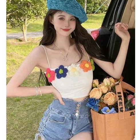Áo 2 dây đính hoa siêu phẩm cực hot(tv242ung47