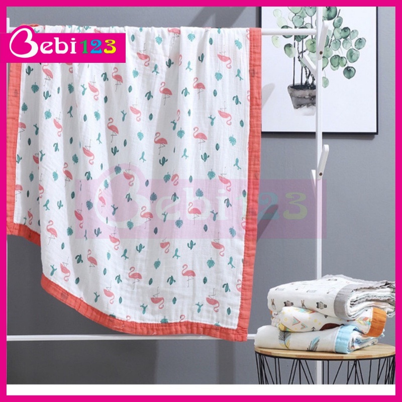 (Loại 1) Chăn, mền, khăn quấn, khăn tắm Organic viền 6 lớp sợi tre cao cấp cho bé (110x110cm)