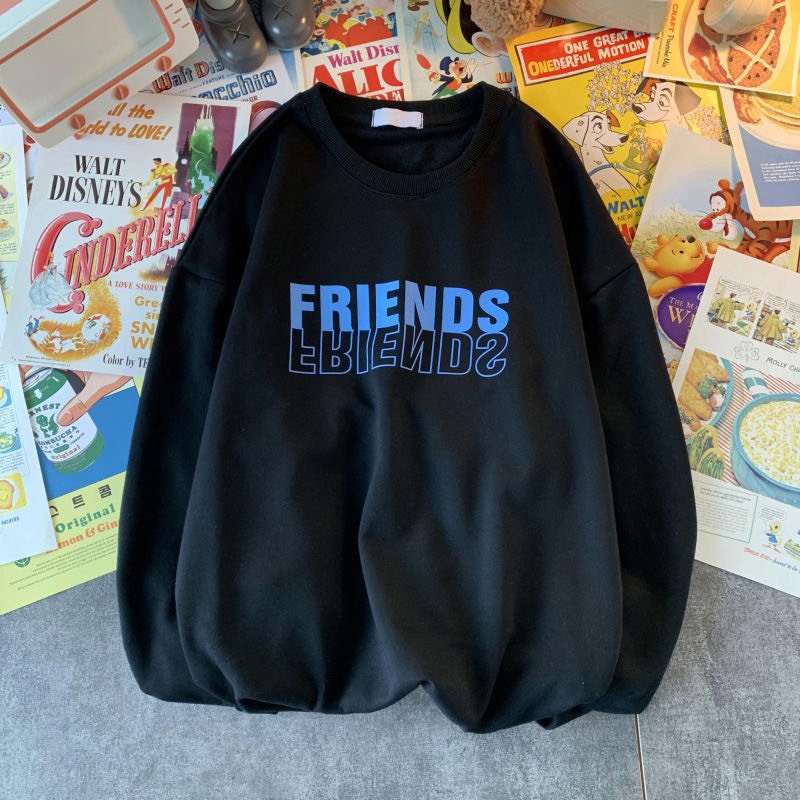 Áo Sweater   Áo Nỉ In Chữ FRIENDS Nỉ Cotton Form Rộng Unisex Phong Cách Ulzzang