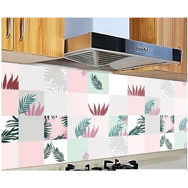 Decal dán bếp tráng nhôm chịu nhiệt - Họa tiết Lá Dương Xỉ 2 màu