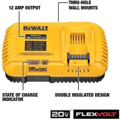 Đế sạc siêu nhanh có quạt tản nhiệt 12A DeWalt DCB117-KR (18-60V) - Chính hãng