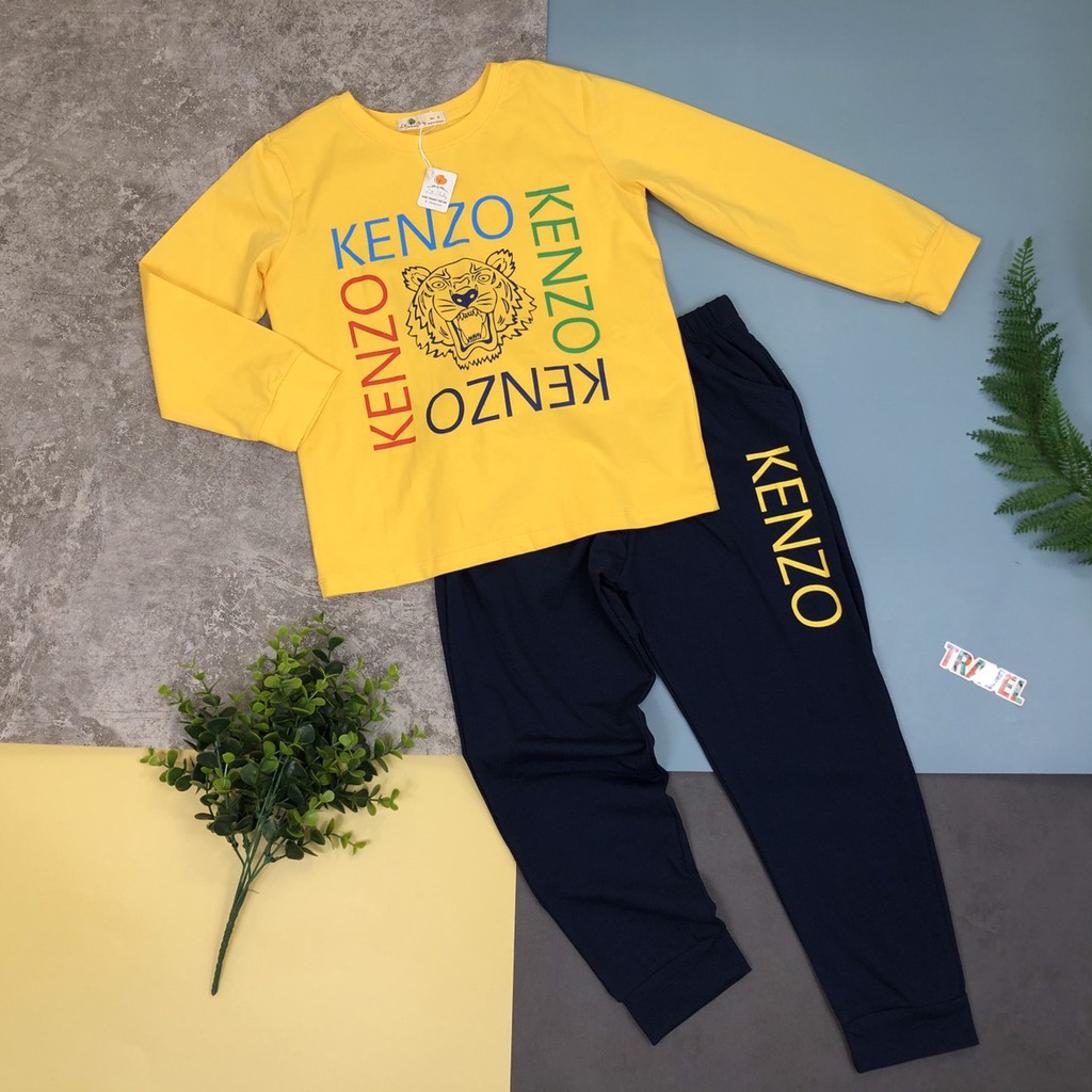Bộ cotton thu đông KENZO size 9-14 cho bé trai 26-40kg. Chất cotton co giãn 4 chiều, thấm hút mồ hôi tốt