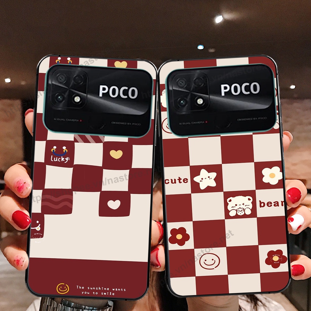 Ốp lưng Xiaomi Poco C40 trái tim gấu bo viền cực đẹp
