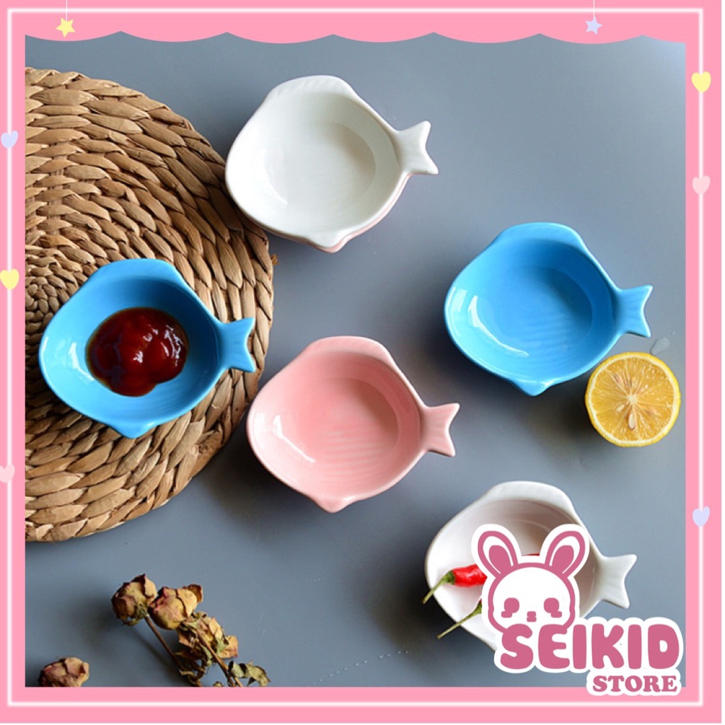 Bát sứ ăn dặm, đựng gia vị xinh xắn hình con cá đủ màu Seikid Store 50ml