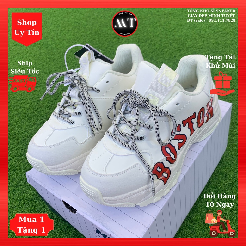 Giày M-L-B Boston Trắng đỏ sneaker tăng chiều cao nam nữ đẹp cao cấp giá rẻ, giày thể thao hot trend, Shop uy tín Hà Nội