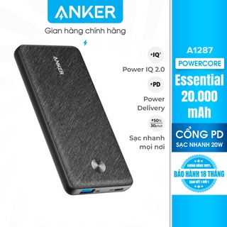 Pin Dự Phòng ANKER PowerCore Essential 20.000mAh Power DeliveryA1287