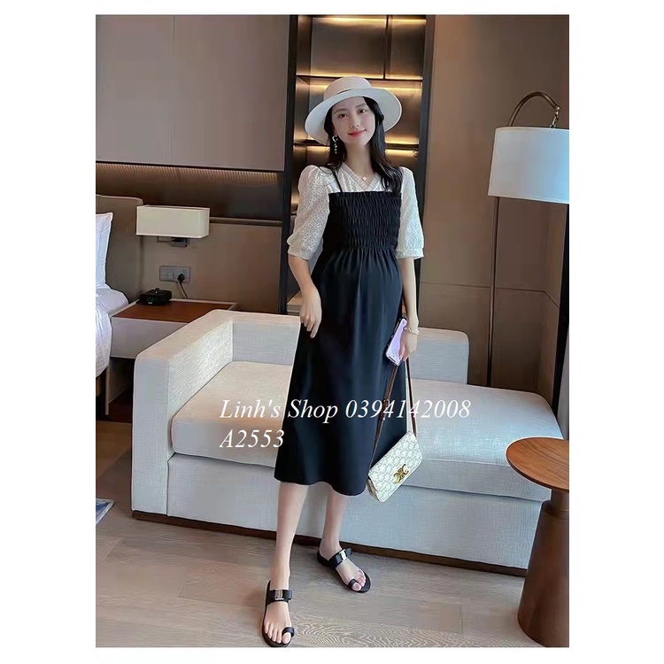 Váy Bầu Đầm Bầu Sơ Mi Hè A2553
