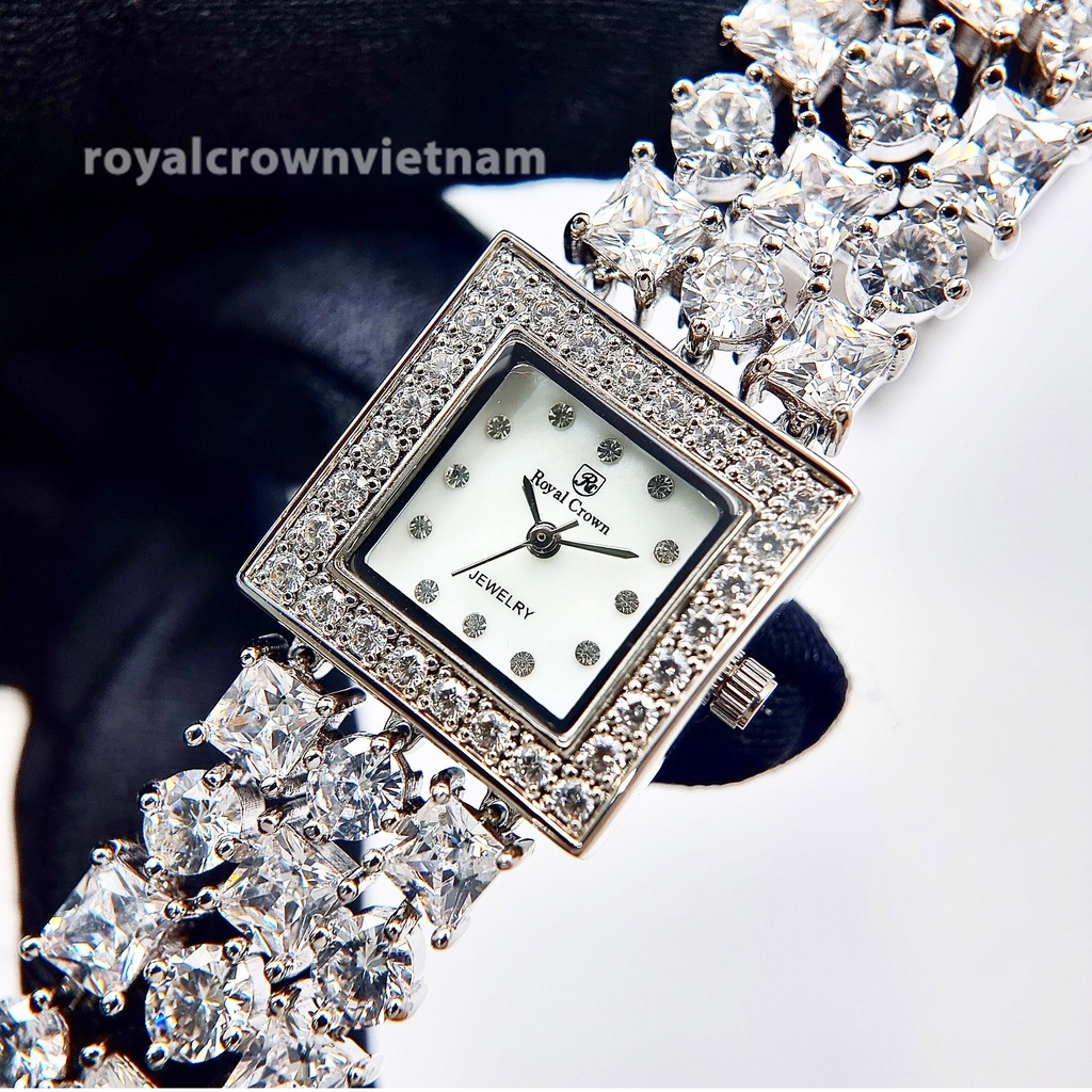 Đồng Hồ Nữ Chính Hãng Royal Crown D8160 Jewelry Dây Kim Loại Đính Đá Chống Nước Chống Xước