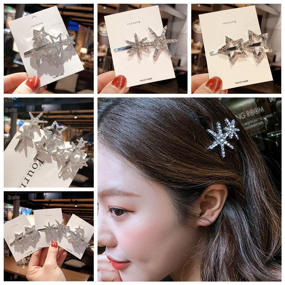 Kẹp Tóc Hình Ngôi Sao Năm Cánh Đính Đá Lấp Lánh Thời Trang Hàn Quốc