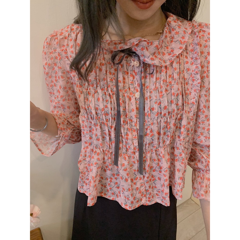 áo BBD hoa nhí cổ sen buộc nơ SA428 1994closet