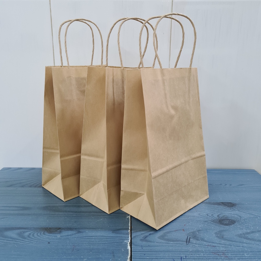 Túi giấy Kraft có quai, túi xi măng có quai, đựng quà tặng, quần áo, định lượng 80 Gsm