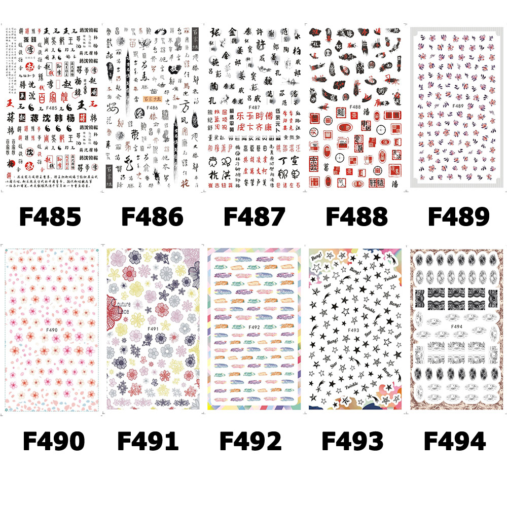 Miếng dán trang trí móng nghệ thuật 3D phong cách Trung Hoa cá tính
