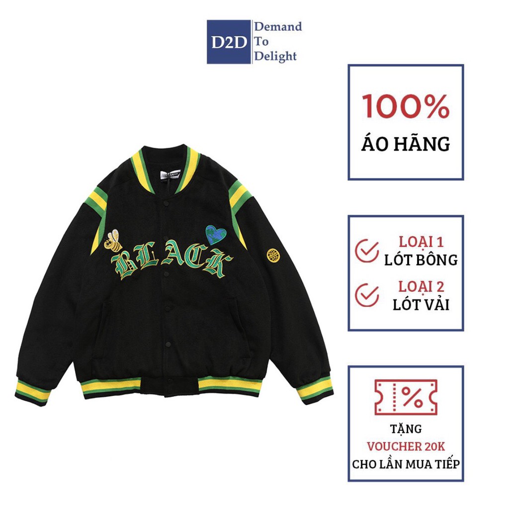 "ÁO BOMBER BÓNG CHÀY "BLACK PARA KẺ VAI" VARSITY JACKET 2 MÀU [HÀNG ORDER - FULL BAG BILL]"