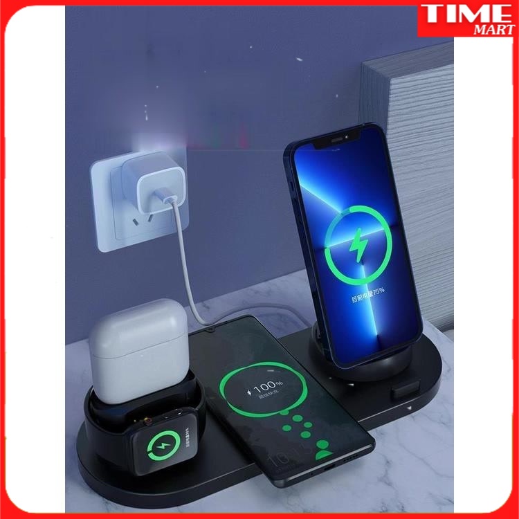 Bộ Sạc Không Dây Đa Năng Apple Huawei Xiaomi Samsung Đồng Hồ Iphone13 Tai Nghe Airpods Chuyên Dụng [TIME_MART]