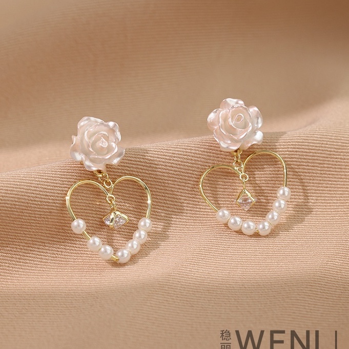 Bông Tai Mạ Bạc 925 Hình Tròn Đính Ngọc Trai Họa Tiết Hoa Sang Trọng Thời Trang Mùa Hè Cho Nữ