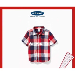 Vải thô kẻ đỏ đen Old navy