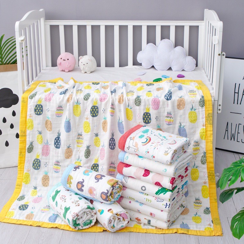 Khăn Tắm Cho Bé Cotton 4 Lớp Bo Viền 120x120cm A01