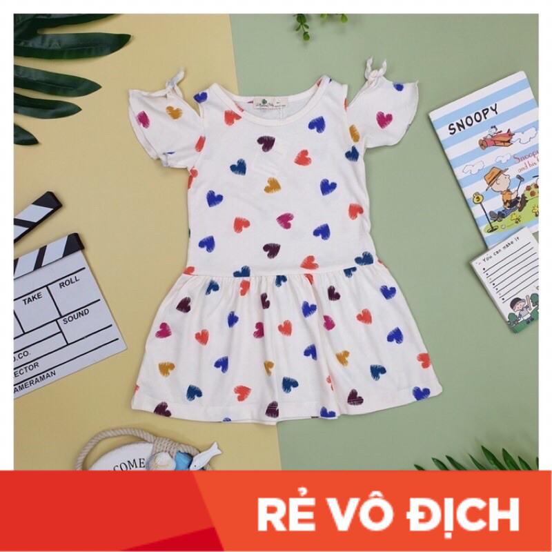 Váy cotton bé gái nơ tay size 1-10, cho bé 11-30kg. Chất cotton mềm mịn, thấm hút mồ hôi