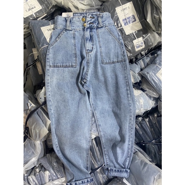 [SIEU SALE] Quần bò baggy 3 cúc trơn 2 bên bò l1 (kèm ảnh thật)