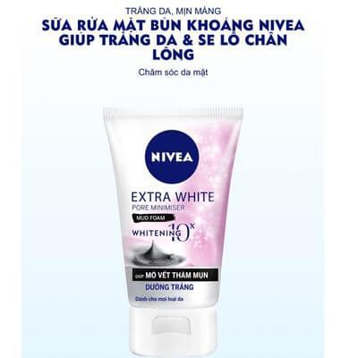 Sữa Rửa Mặt Mờ Vết Thâm Và Dưỡng Trắng Bùn Khoáng Nivea Extra White 50g