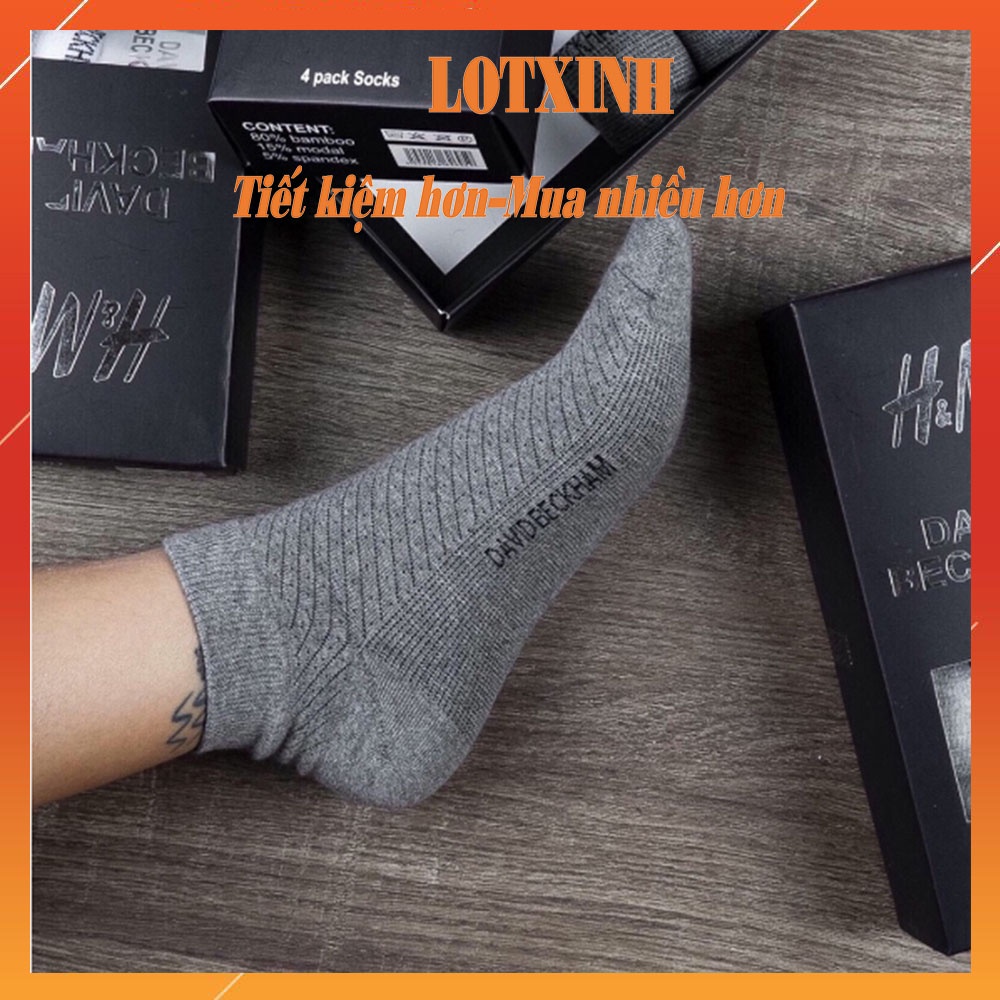 [HỘP 4 đôi] Tất ngắn nam Vớ thấp cổ 4 màu trơn chống hôi chân hàn quốc TATNAM02
