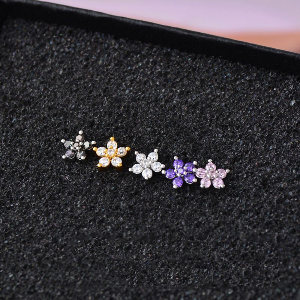 Khuyên Tai Hình Hoa Bằng Thép Không Gỉ Đính Đá Zircon Thời Trang Cho Nữ