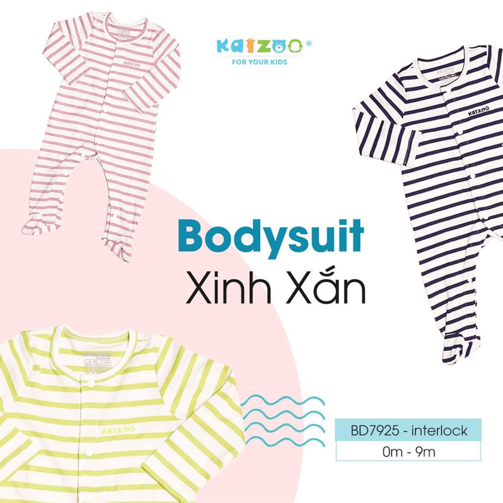 Body tay dài liền vớ thun cotton  Size 0-9M (RBD7911)