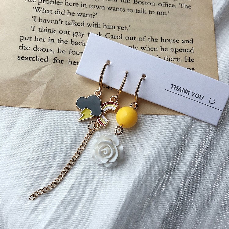 Khuyên Tai Dạng Kẹp Không Xỏ Hình Hoa Cầu Vồng/ Tia Chớp/Đám Mây Hoạt Hình 22369