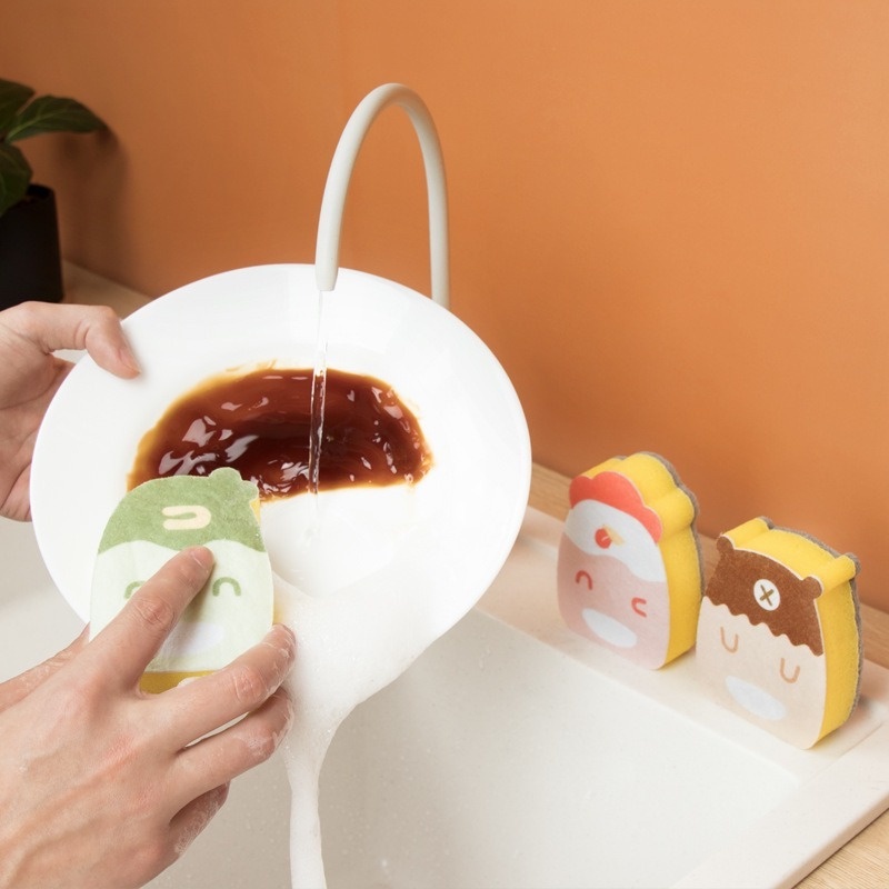 Miếng mút rửa chén dĩa thiết kế hình động vật dễ thương