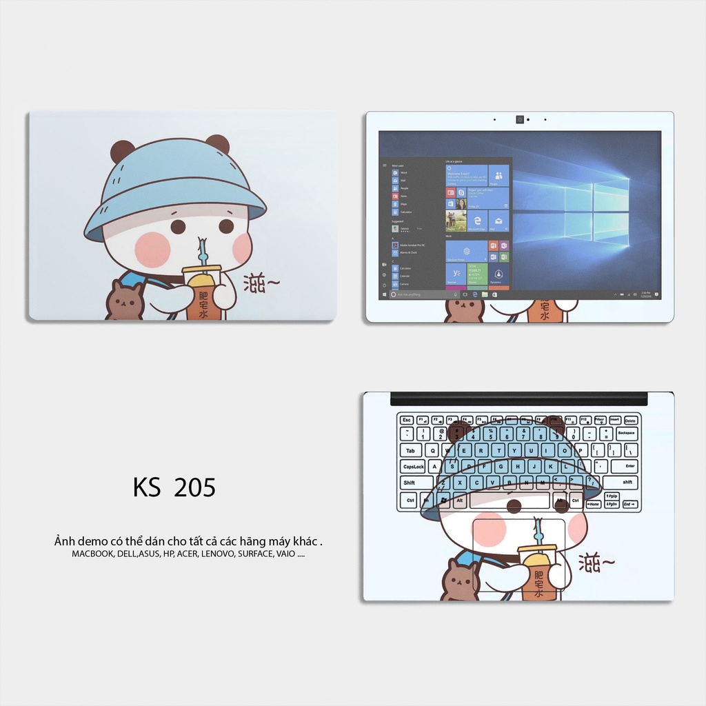 Skin Dán Laptop - Gấu Cute - Dành Cho Tất Cả Các Dòng Laptop