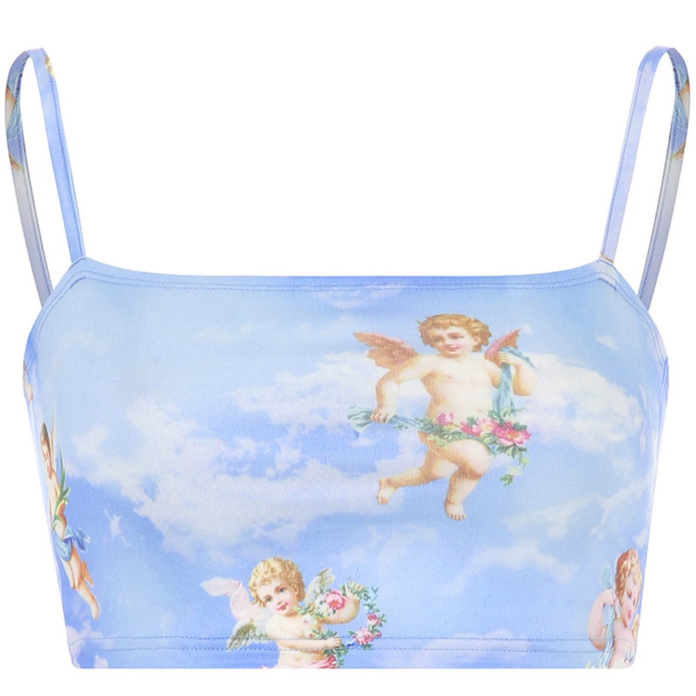 Áo tank top sát nách dây mảnh hoạ tiết in thiết kế quyến rũ | BigBuy360 - bigbuy360.vn