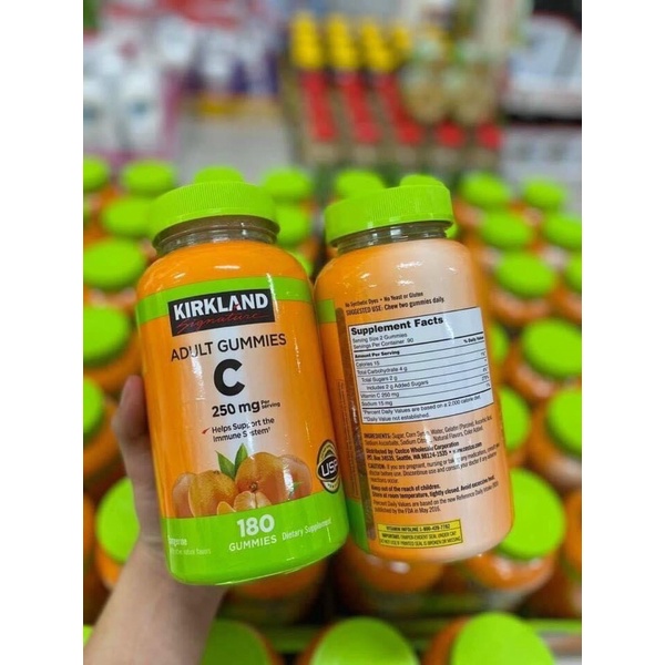 Kẹo dẻo bổ sung Vitamin C Kirkland Adult Gummies C 250mg hộp 180 viên của Mỹ - Tăng sức đề kháng, chống oxy hóa