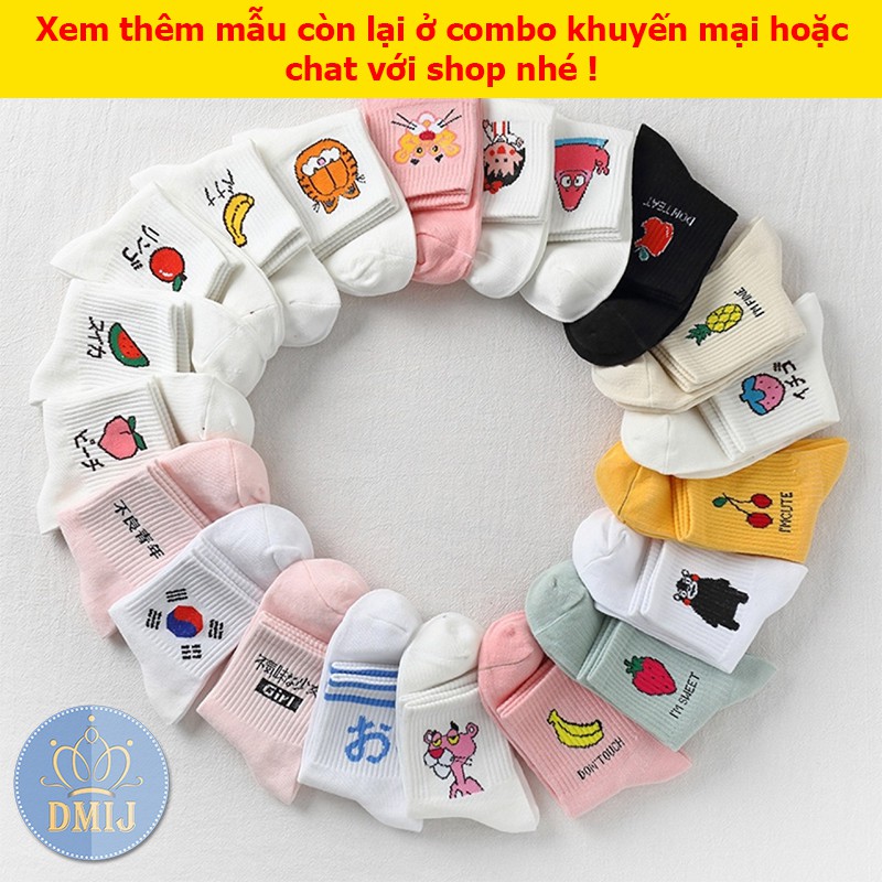 Tất nữ cổ cao phong cách hàn quốc họa tiết hoạt hình nhật bản