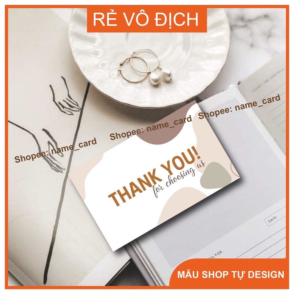 Thiệp cảm ơn khách hàng, name card, thank you card có sẵn tai shop kích thước 9x5,5 cm