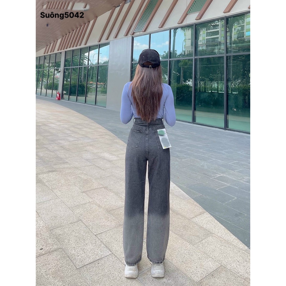 [VIDEO+FREESHIP ] QUẦN JEANS ỐNG RỘNG NỮ LƯNG CAO LAI CUỐN LOANG MÀU XÁM TRẮNG CHÂN MỀM MỊN DÀY DẶN CỰC PHÁ CÁCH NITIQC