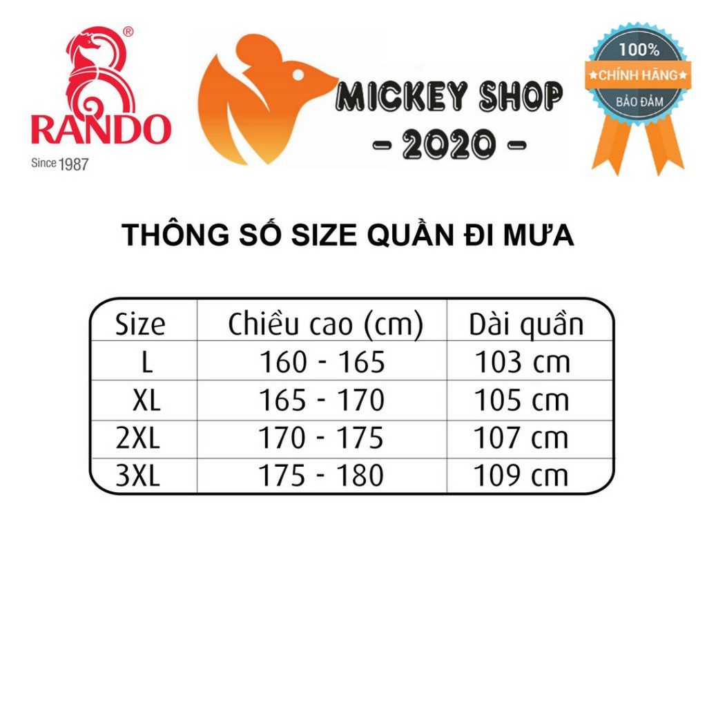 [ MUA NHIỀU ] Quần đi mưa chống nước bền bỉ RANDO-ASNS-40 - CHÍNH HÃNG