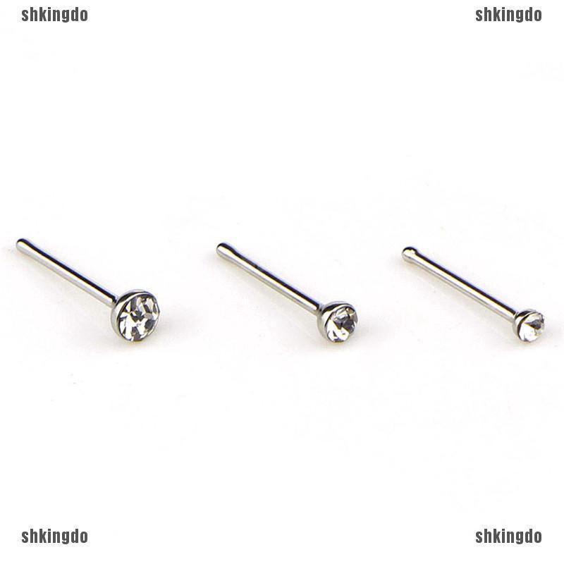 Bộ 60 cái khuyên mũi bằng thép không gỉ đính đá thời trang