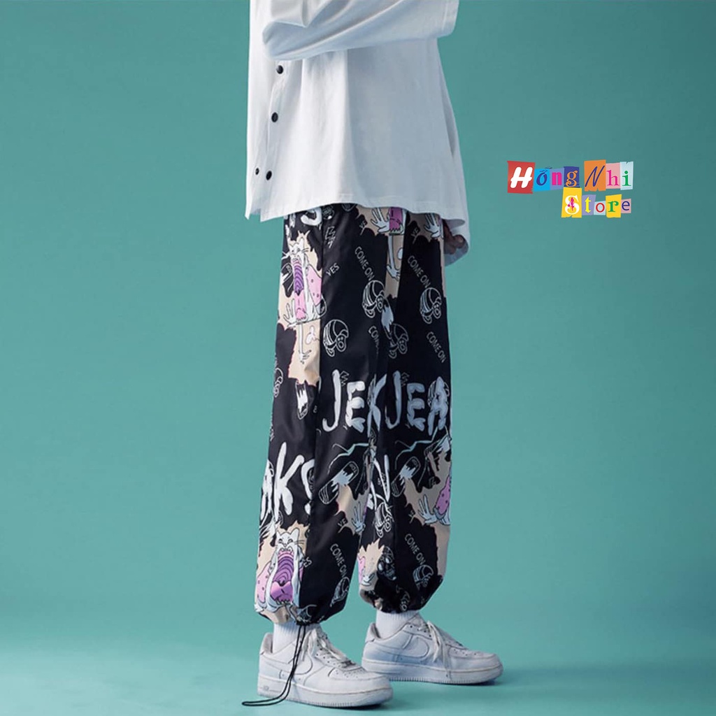 Quần Jogger 3D Hoạt Hình Ulzzang Unisex Jogger Loang Màu Dây Rút Lai Ống Rộng V2 - MM