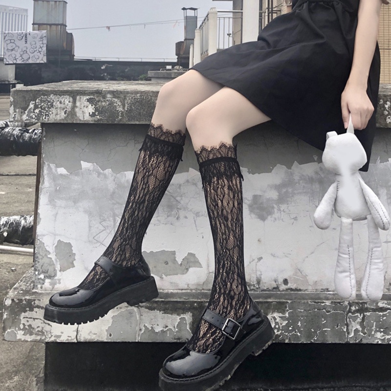 Xixi Vớ Cao Đến Đầu Gối Phối Ren Hoa Màu Trơn Phong Cách Harajuku Nhật Bản Đáng Yêu Cho Nữ