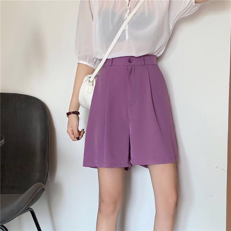 Quần short IELGY lưng cao ống rộng phong cách Hàn Quốc thời trang mùa hè cho nữ